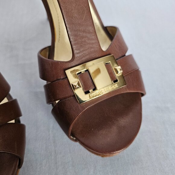 MARC FISHER Brown Stiletto Heels with Gold Accents, Women's Size 6M - Picture 11 of 11